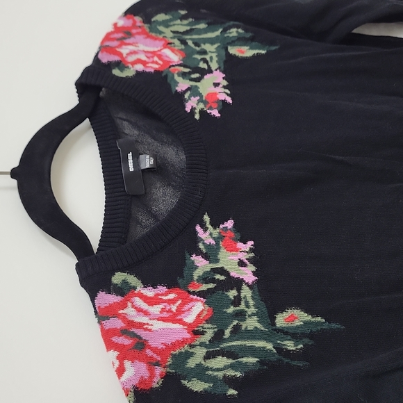 NWOT Diesel Knit Black Floral Top XS - Picture 2 of 5